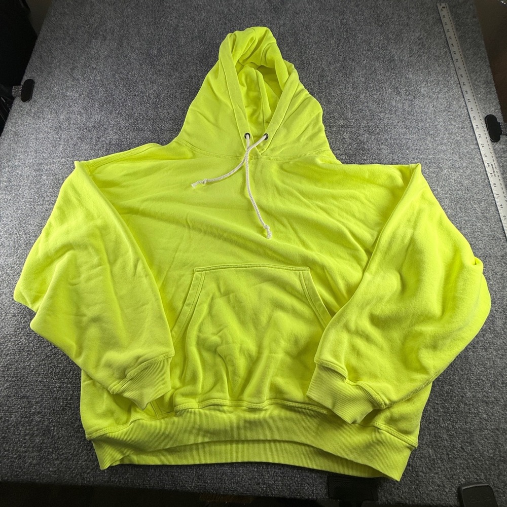 FP Movement Free People Neon Lime Yellow Oversized Fleece Hoodie Large OB2194101